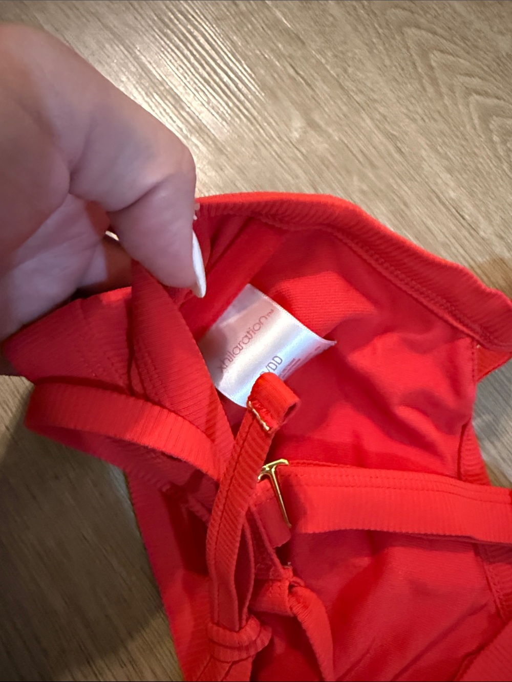 Target Red Ribbed Cross-Back Bikini Top - Picture 2 of 5